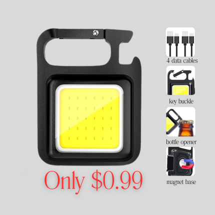 🏆Only $3.98🔥Cob Keychain Work Light Keychain Flashlights 4 Light Modes,Keychain Light Emergency Light with Folding Bracket Bottle Opener for Fishing,Camping and Walking
